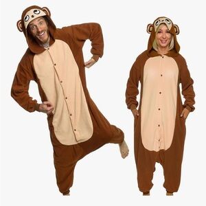 Funnies Adult Monkey Costume Unisex Onesie Size X-Large flannel